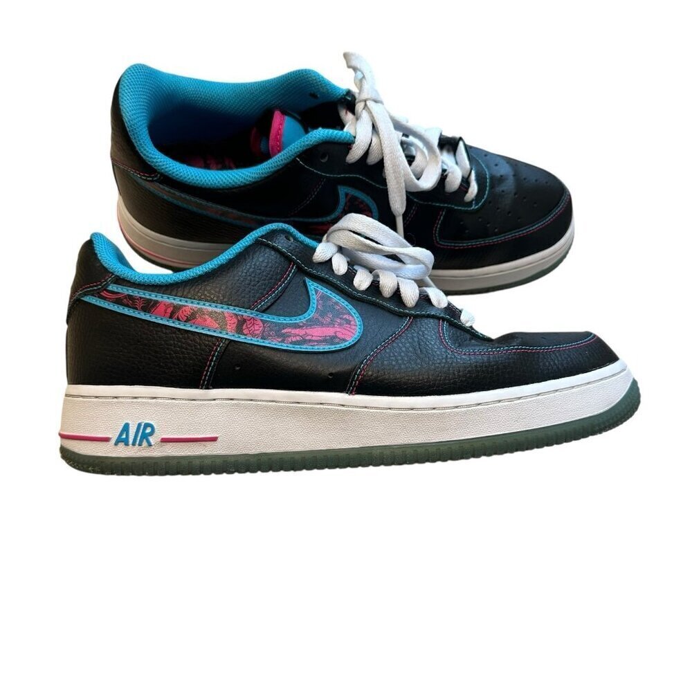 Nike Air Force 1 Low Black Miami Nights DD9183-001 Mens 8.5 Colorful Sneakers